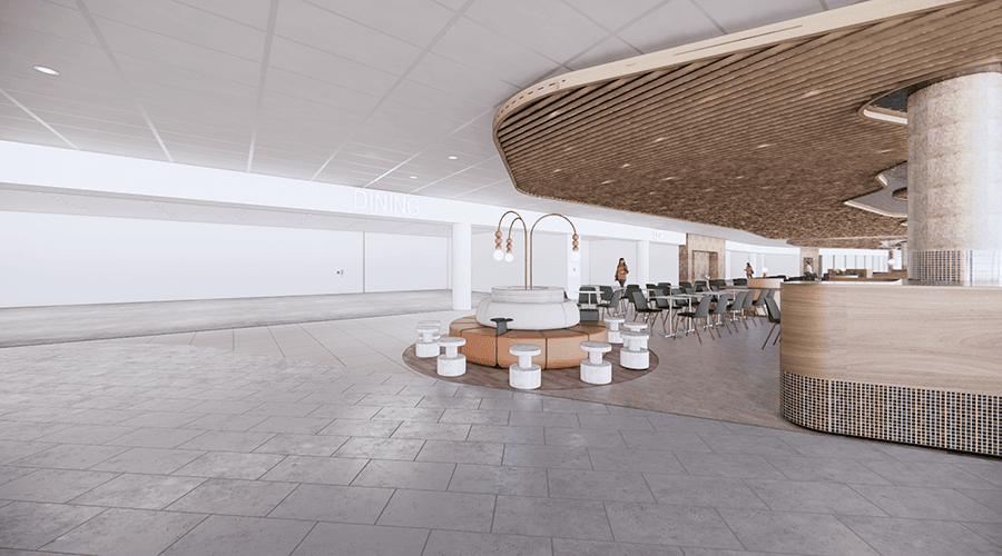 Design render — terminal layout