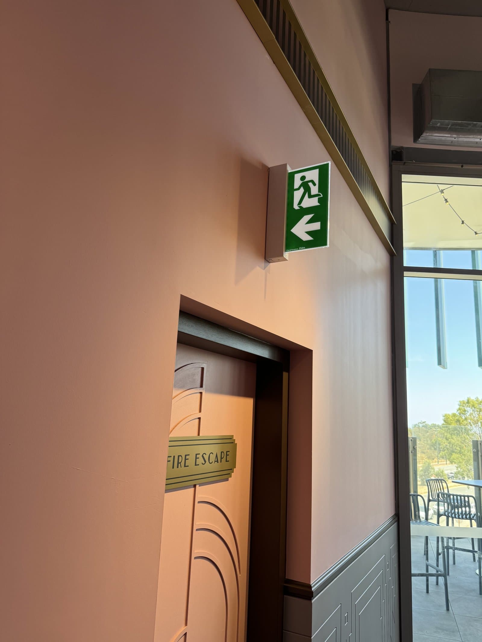 Emergency exit signage and evacuation route