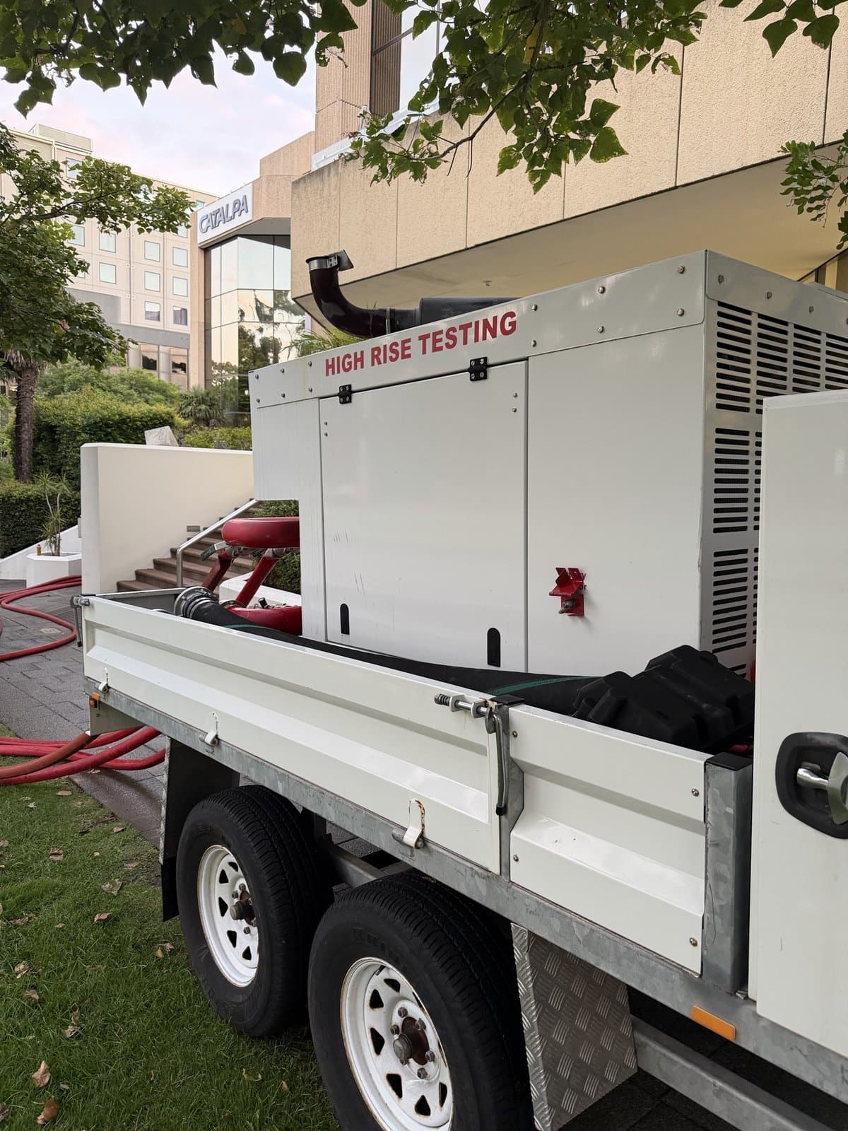 EFS high-rise testing pump trailer on-site