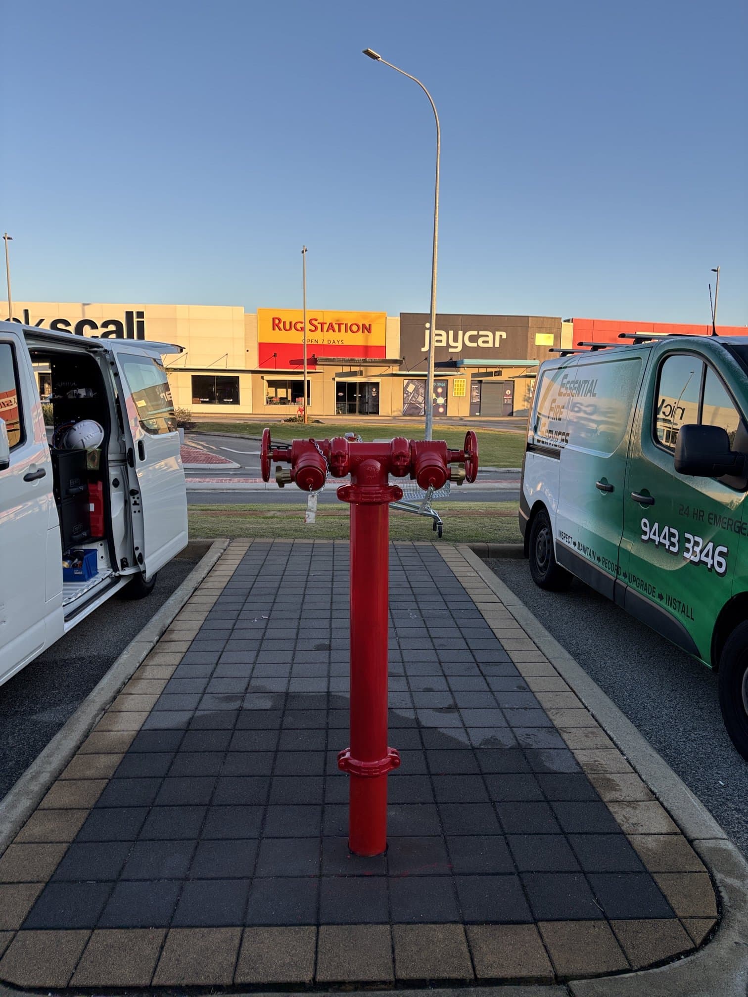 EFS service vehicles at hydrant testing site