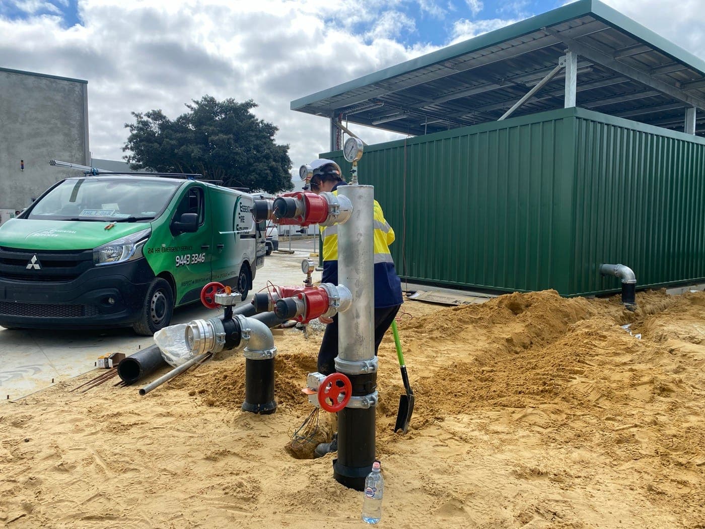Testing the hydrant booster assembly on site